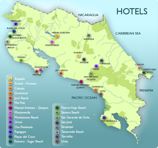 Costa Rica Tour Maps - Biking and Multisport Itineraries